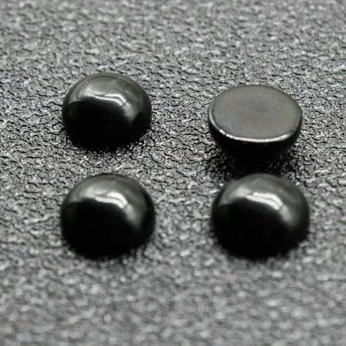 10 Stück 4 6 8 10 12 14 mm Perlen Cabochon Natursteine Runde lose Perlen Cabochon Cameo Passform DIY Ring Ohrringe zur Schmuckherstellung-schwarzer Achat-10mm von BSGUZ