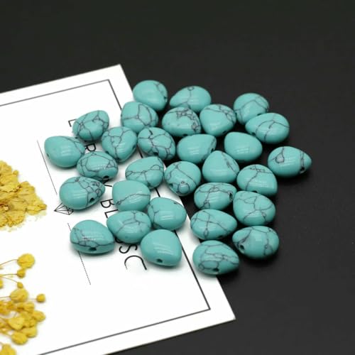 10 Stück Wassertropfenform Fluorit-Kristall-Achat Naturstein Halbedelstein Perforierte Perlen DIY Schmuck Halskette Schmuck-Bule Türkis-10x12x5mm 10 Stück Wassertropfenform Fluorit-Kristall-Achat Naturstein Halbedelstein Perforierte Perlen DIY Schmuck Halskette Schmuck-Bule Türkis-10x12x5mm von BSGUZ
