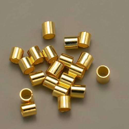 10 Stück authentisches 925er Sterlingsilber, hypoallergen, lose Quetschperlen, Stopper für die Herstellung von Armbändern, Halsketten, Schmuck, Gold, 2 mm von BSGUZ