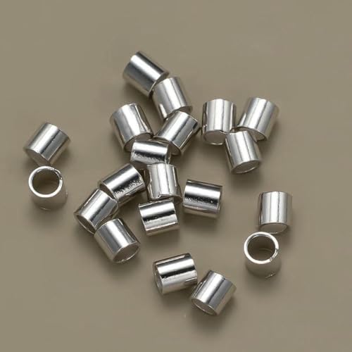 10 Stück authentisches 925er Sterlingsilber, hypoallergen, lose Quetschperlen, Stopper für die Schmuckherstellung von Armbändern und Halsketten, Weißgold, 2 mm von BSGUZ