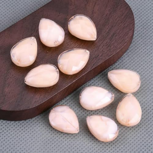 10 Stück flache Tropfenperlen, 18 x 13,0 mm, undurchsichtig, facettierte Glasperlen, lose Perlen für die Schmuckherstellung, DIY-Bastelarbeiten, Beige 10 Stück flache Tropfenperlen, 18 x 13,0 mm, undurchsichtig, facettierte Glasperlen, lose Perlen für die Schmuckherstellung, DIY-Bastelarbeiten, Beige von BSGUZ