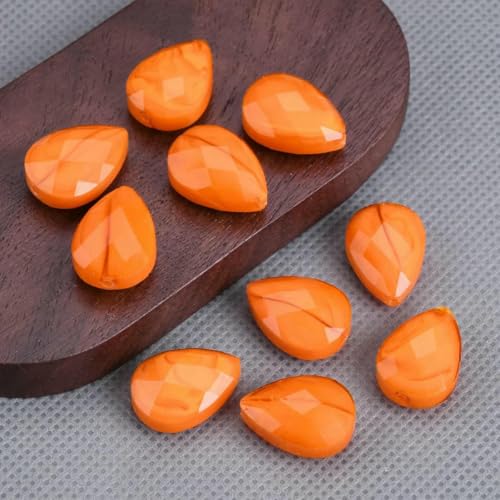 10 Stück flache Tropfenperlen, 18 x 13,0 mm, undurchsichtig, facettierte Glasperlen, lose Perlen für die Schmuckherstellung, DIY-Bastelarbeiten, Orange 10 Stück flache Tropfenperlen, 18 x 13,0 mm, undurchsichtig, facettierte Glasperlen, lose Perlen für die Schmuckherstellung, DIY-Bastelarbeiten, Orange von BSGUZ