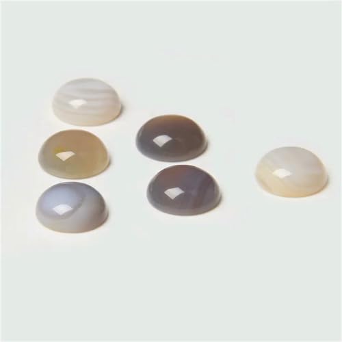 10 Stück natürliche runde Amethyst-Stein-Cabochon-Halbrückseiten-Kamee-Perlen für DIY-Frauenschmuck, Ohrringe, Ringe, Halsketten, Nr. 13, graue Achate, 10 mm 10 Stück natürliche runde Amethyst-Stein-Cabochon-Halbrückseiten-Kamee-Perlen für DIY-Frauenschmuck, Ohrringe, Ringe, Halsketten, Nr. 13, graue Achate, 10 mm von BSGUZ