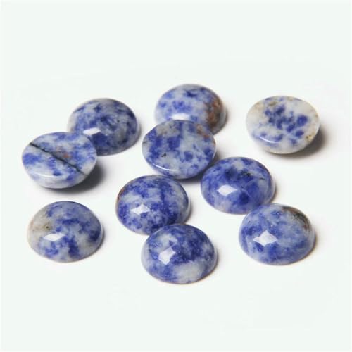 10 Stück natürliche runde Amethyst-Stein-Cabochon-Halbrückseiten-Kamee-Perlen für DIY-Frauenschmuck, Ohrringe, Ringe, Halsketten, Nr. 24 Sodalith, 8 mm von BSGUZ