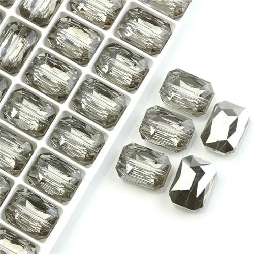 10 Stück rechteckige Perlen, 13 x 18 mm, lang, quadratisch, Glasperle, Naturstein, facettiert, Kristall, Schmuck, Halskette, Anhänger, Zubehör, transparent, Gary, 13 x 18 mm, 10 Stück von BSGUZ