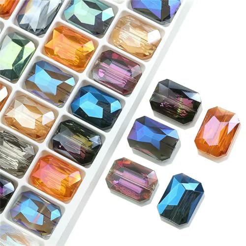 10 Stück rechteckige Perlen, 13 x 18 mm, lange quadratische Glasperle, Naturstein, facettierter Kristall, Schmuck, Halskette, Anhänger, Zubehör, DDHS, 13 x 18 mm, 10 Stück von BSGUZ