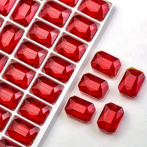 10 Stück rechteckige Perlen, 13 x 18 mm, lange quadratische Glasperle, Naturstein, facettierter Kristall, Schmuck, Halskette, Anhänger, Zubehör, rot, 13 x 18 mm, 10 Stück von BSGUZ