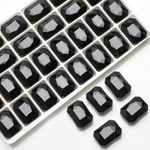 10 Stück rechteckige Perlen, 13 x 18 mm, lange quadratische Glasperle, Naturstein, facettierter Kristall, Schmuck, Halskette, Anhänger, Zubehör, schwarz, 13 x 18 mm, 10 Stück von BSGUZ