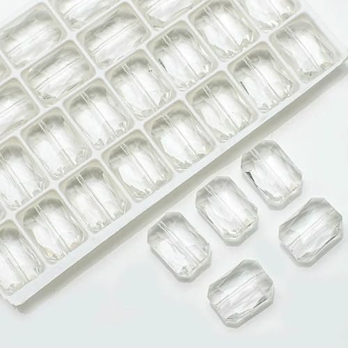 10 Stück rechteckige Perlen, 13 x 18 mm, lange quadratische Glasperle, Naturstein, facettierter Kristall, Schmuck, Halskette, Anhänger, Zubehör, weiß, 13 x 18 mm, 10 Stück 10 Stück rechteckige Perlen, 13 x 18 mm, lange quadratische Glasperle, Naturstein, facettierter Kristall, Schmuck, Halskette, Anhänger, Zubehör, weiß, 13 x 18 mm, 10 Stück von BSGUZ