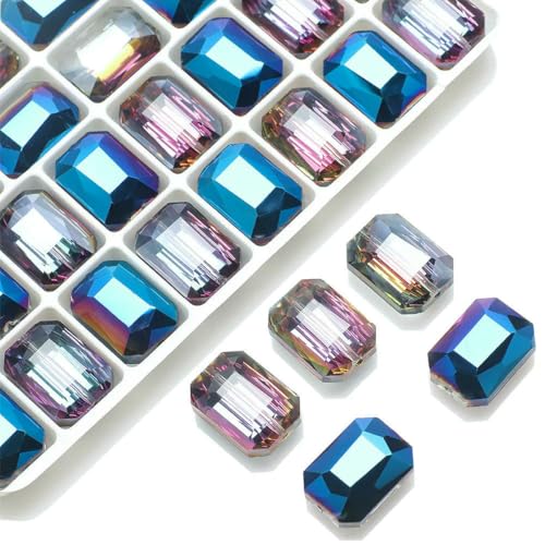 10 Stück rechteckige Perlen, 13 x 18 mm, lange quadratische Glasperle, Naturstein, facettierter Kristall, Schmuck, Halskette, Anhänger, Zubehör-BLNWC-13 x 18 mm, 10 Stück von BSGUZ
