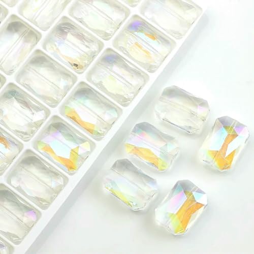 10 Stück rechteckige Perlen, 13 x 18 mm, lange quadratische Glasperle, Naturstein, facettierter Kristall, Schmuck, Halskette, Anhänger, Zubehör – Kristallgelb – 13 x 18 mm, 10 Stück von BSGUZ