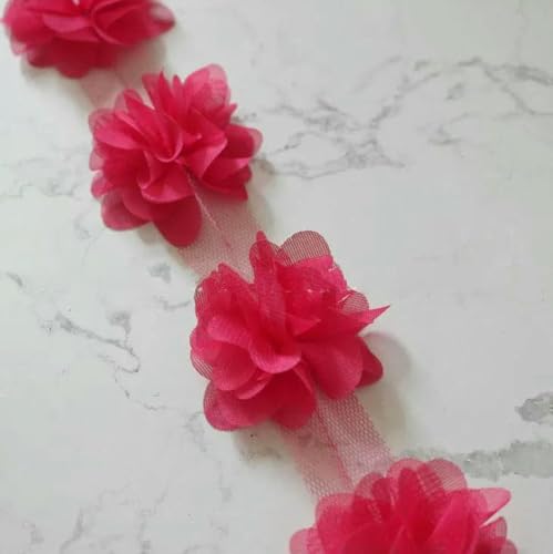 10 Yard/Lot Mehrfarbig 3D 6 Blätter Chiffon Blume Spitzenbesatz Stoff Dekoration DIY Kleidung Hochzeitskleid Patch Zubehör-Dunkelrosa 10 Yard/Lot Mehrfarbig 3D 6 Blätter Chiffon Blume Spitzenbesatz Stoff Dekoration DIY Kleidung Hochzeitskleid Patch Zubehör-Dunkelrosa von BSGUZ