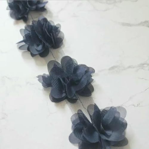 10 Yard/Lot Mehrfarbig 3D 6 Blätter Chiffon Blumen Spitzenbesatz Stoff Dekoration DIY Kleidung Hochzeitskleid Patch Zubehör-Blau Schwarz 10 Yard/Lot Mehrfarbig 3D 6 Blätter Chiffon Blumen Spitzenbesatz Stoff Dekoration DIY Kleidung Hochzeitskleid Patch Zubehör-Blau Schwarz von BSGUZ