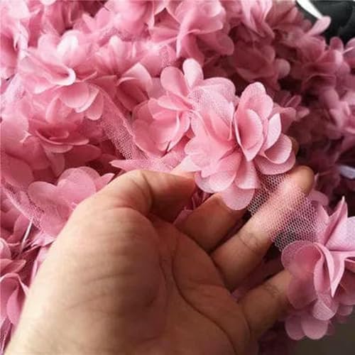 10 Yard/Lot Mehrfarbig 3D 6 Blätter Chiffon Blumen Spitzenbesatz Stoff Dekoration DIY Kleidung Hochzeitskleid Patch Zubehör-Bohnenrosa 10 Yard/Lot Mehrfarbig 3D 6 Blätter Chiffon Blumen Spitzenbesatz Stoff Dekoration DIY Kleidung Hochzeitskleid Patch Zubehör-Bohnenrosa von BSGUZ