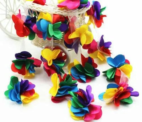 10 Yard/Lot Mehrfarbig 3D 6 Blätter Chiffon Blumen Spitzenbesatz Stoff Dekoration DIY Kleidung Hochzeitskleid Patch Zubehör-Bunt 10 Yard/Lot Mehrfarbig 3D 6 Blätter Chiffon Blumen Spitzenbesatz Stoff Dekoration DIY Kleidung Hochzeitskleid Patch Zubehör-Bunt von BSGUZ