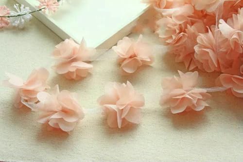 10 Yard/Lot Mehrfarbig 3D 6 Blätter Chiffon Blumen Spitzenbesatz Stoff Dekoration DIY Kleidung Hochzeitskleid Patch Zubehör-Garnelenrot 10 Yard/Lot Mehrfarbig 3D 6 Blätter Chiffon Blumen Spitzenbesatz Stoff Dekoration DIY Kleidung Hochzeitskleid Patch Zubehör-Garnelenrot von BSGUZ