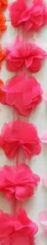 10 Yard/Lot Mehrfarbig 3D 6 Blätter Chiffon Blumen Spitzenbesatz Stoff Dekoration DIY Kleidung Hochzeitskleid Patch Zubehör-Rose von BSGUZ
