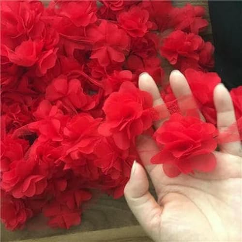 10 Yard/Lot Mehrfarbig 3D 6 Blätter Chiffon Blumen Spitzenbesatz Stoff Dekoration DIY Kleidung Hochzeitskleid Patch Zubehör-Rot 10 Yard/Lot Mehrfarbig 3D 6 Blätter Chiffon Blumen Spitzenbesatz Stoff Dekoration DIY Kleidung Hochzeitskleid Patch Zubehör-Rot von BSGUZ