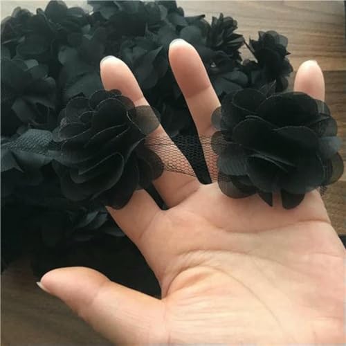 10 Yard/Lot Mehrfarbig 3D 6 Blätter Chiffon Blumen Spitzenbesatz Stoff Dekoration DIY Kleidung Hochzeitskleid Patch Zubehör-Schwarz 10 Yard/Lot Mehrfarbig 3D 6 Blätter Chiffon Blumen Spitzenbesatz Stoff Dekoration DIY Kleidung Hochzeitskleid Patch Zubehör-Schwarz von BSGUZ