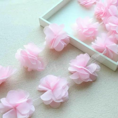 10 Yard/Lot Mehrfarbig 3D 6 Blätter Chiffon Blumen Spitzenbesatz Stoff Dekoration DIY Kleidung Hochzeitskleid Patch Zubehör-Wasserrosa 10 Yard/Lot Mehrfarbig 3D 6 Blätter Chiffon Blumen Spitzenbesatz Stoff Dekoration DIY Kleidung Hochzeitskleid Patch Zubehör-Wasserrosa von BSGUZ