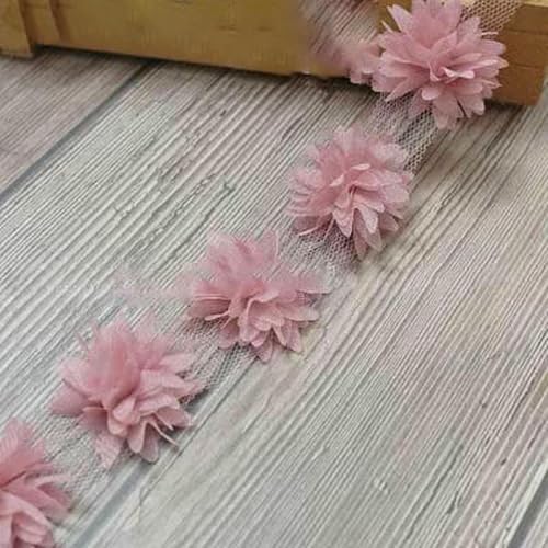 10 Yards 3D-Chiffon-Blumen DIY Spitzenbesatz Rot Rosa Orange Gelb Blau Band 44,0 mm Stoffdekoration Kleidungszubehör-Bohnenpaste 10 Yards 3D-Chiffon-Blumen DIY Spitzenbesatz Rot Rosa Orange Gelb Blau Band 44,0 mm Stoffdekoration Kleidungszubehör-Bohnenpaste von BSGUZ
