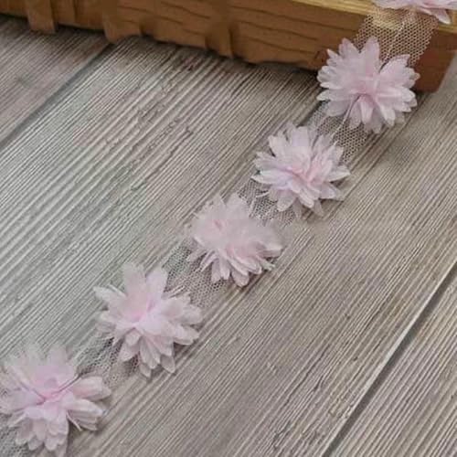 10 Yards 3D-Chiffon-Blumen DIY Spitzenbesatz Rot Rosa Orange Gelb Blau Band 44,0 mm Stoffdekoration Kleidungszubehör-Hellrosa 10 Yards 3D-Chiffon-Blumen DIY Spitzenbesatz Rot Rosa Orange Gelb Blau Band 44,0 mm Stoffdekoration Kleidungszubehör-Hellrosa von BSGUZ