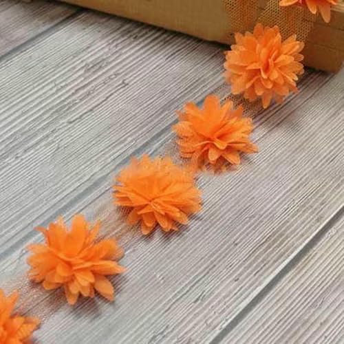 10 Yards 3D-Chiffon-Blumen DIY Spitzenbesatz Rot Rosa Orange Gelb Blau Band 44,0 mm Stoffdekoration Kleidungszubehör-Orange 10 Yards 3D-Chiffon-Blumen DIY Spitzenbesatz Rot Rosa Orange Gelb Blau Band 44,0 mm Stoffdekoration Kleidungszubehör-Orange von BSGUZ