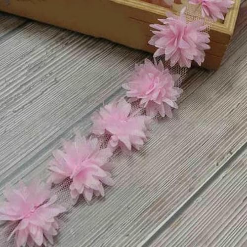 10 Yards 3D-Chiffon-Blumen DIY Spitzenbesatz Rot Rosa Orange Gelb Blau Band 44,0 mm Stoffdekoration Kleidungszubehör-Rosa 10 Yards 3D-Chiffon-Blumen DIY Spitzenbesatz Rot Rosa Orange Gelb Blau Band 44,0 mm Stoffdekoration Kleidungszubehör-Rosa von BSGUZ