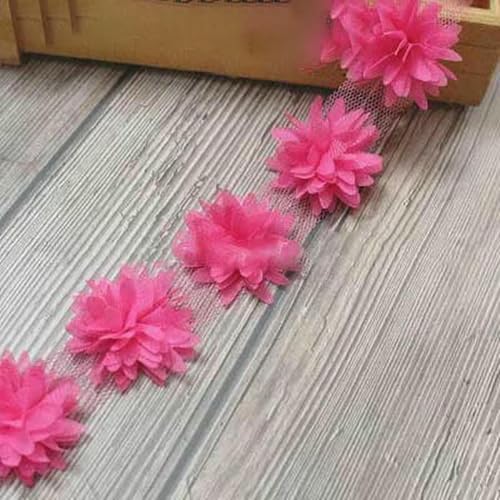 10 Yards 3D-Chiffon-Blumen DIY Spitzenbesatz Rot Rosa Orange Gelb Blau Band 44,0 mm Stoffdekoration Kleidungszubehör-Rosenrot 10 Yards 3D-Chiffon-Blumen DIY Spitzenbesatz Rot Rosa Orange Gelb Blau Band 44,0 mm Stoffdekoration Kleidungszubehör-Rosenrot von BSGUZ