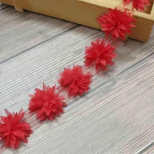 10 Yards 3D-Chiffon-Blumen DIY Spitzenbesatz Rot Rosa Orange Gelb Blau Band 44,0 mm Stoffdekoration Kleidungszubehör-rot 10 Yards 3D-Chiffon-Blumen DIY Spitzenbesatz Rot Rosa Orange Gelb Blau Band 44,0 mm Stoffdekoration Kleidungszubehör-rot von BSGUZ