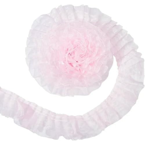 10 Yards Rüschenband 1,89 Zoll plissierter elastischer Spitzenrüschenbesatz Doppellagiger plissierter Chiffon-Elastikbesatz Rosa zum Nähen-AECH09-05916-M 10 Yards Rüschenband 1,89 Zoll plissierter elastischer Spitzenrüschenbesatz Doppellagiger plissierter Chiffon-Elastikbesatz Rosa zum Nähen-AECH09-05916-M von BSGUZ