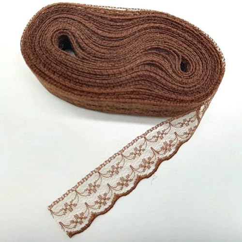 10 Yards Spitzenband für Brautkleider, Stoffe zum Verzieren, zum Nähen, Bastelzubehör, Handarbeitsmaterialien, Breite 2,3 cm, Kaffeespitze, 10 Yards 10 Yards Spitzenband für Brautkleider, Stoffe zum Verzieren, zum Nähen, Bastelzubehör, Handarbeitsmaterialien, Breite 2,3 cm, Kaffeespitze, 10 Yards von BSGUZ