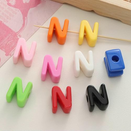 10 bunte Buchstabenperlen aus Acryl, große Löcher, einfarbige Buchstaben-/Zahlenperlen, zufällig gemischte Farben – Schmuckherstellung – N – 10 Stück 10 bunte Buchstabenperlen aus Acryl, große Löcher, einfarbige Buchstaben-/Zahlenperlen, zufällig gemischte Farben – Schmuckherstellung – N – 10 Stück von BSGUZ
