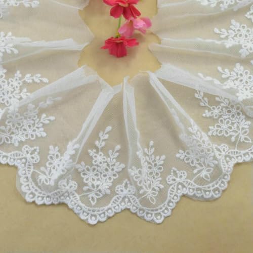 10 cm breites, weißes, besticktes Spitzenband aus Baumwolle, Guipure-Besatz, DIY-Hochzeitsaccessoires, Puppen, afrikanische französische Spitzenapplikation #2946-Milchweiß-1 Yard von BSGUZ