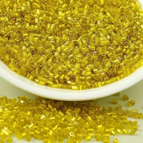 10 g/Los 2 mm tschechische Glasperlen zum Basteln, 11/0, DIY-Glasperlenröhre zum Sticken, Aufnäher, Kleidungsstücke, Zubehör, 012 Gelb von BSGUZ