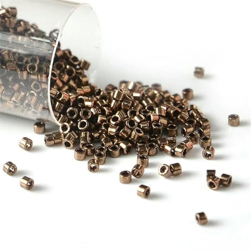 10 g/Tube 11/0 Glasperlen, metallische Farbe, runder Abstandshalter für die Herstellung von handgefertigtem Schmuck, DB22, 1,6 mm, 2000 Stück von BSGUZ