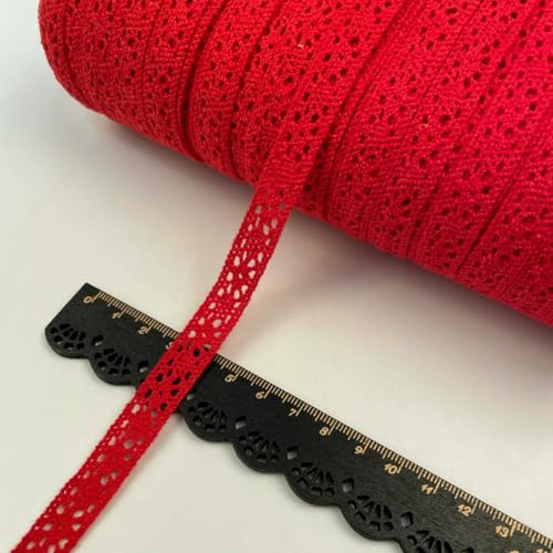 10 mm, 5/10 Yards, gehäkeltes Gurtband, Baumwoll-Spitzenbesatz für handgefertigte DIY-Nähkleidung, Accessoires, Hochzeitsdeko, Blumenverpackung, Hellrot, 10 mm, 10 Yards von BSGUZ