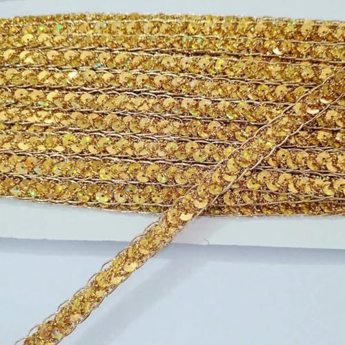 10 mm x 12 Meter Pailletten, Laser-Vergoldung, Spitzenbesatz für Heimwerkerarbeiten, Nähen auf Stoff, dekoratives Accessoire, Band, Zubehör, Hellgold, 12 Meter 10 mm x 12 Meter Pailletten, Laser-Vergoldung, Spitzenbesatz für Heimwerkerarbeiten, Nähen auf Stoff, dekoratives Accessoire, Band, Zubehör, Hellgold, 12 Meter von BSGUZ