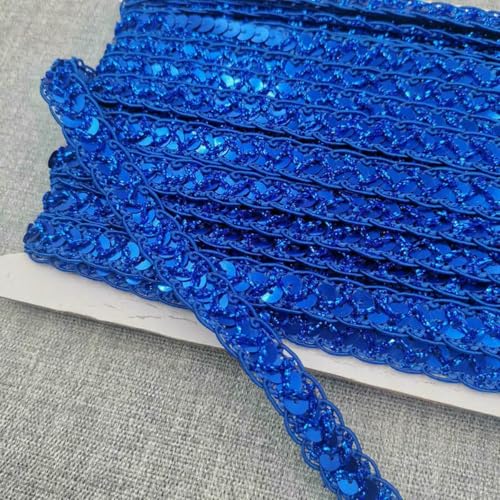 10 mm x 12 Meter Pailletten, Laser-Vergoldung, Spitzenbesatz für Heimwerkerarbeiten, Nähen auf Stoff, dekoratives Accessoire, Bandzubehör, Königsblau, 12 Meter von BSGUZ