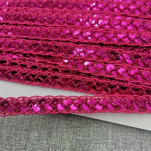 10 mm x 12 Meter Pailletten, Laser-Vergoldung, Spitzenbesatz für Heimwerkerarbeiten, Nähen auf Stoff, dekoratives Accessoire, Bandzubehör, Rose, 12 Meter von BSGUZ