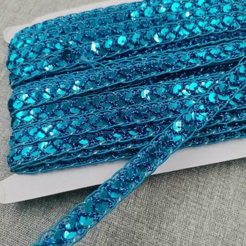 10 mm x 12 Meter Pailletten, Laser-Vergoldung, Spitzenbesatz für Heimwerkerarbeiten, Nähen auf Stoff, dekoratives Accessoire, Bandzubehör, Seeblau, 12 Meter 10 mm x 12 Meter Pailletten, Laser-Vergoldung, Spitzenbesatz für Heimwerkerarbeiten, Nähen auf Stoff, dekoratives Accessoire, Bandzubehör, Seeblau, 12 Meter von BSGUZ