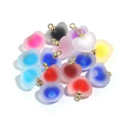 10 teile/los Acryl Perle Bunte Matt Herz Form Charms Perlen für Schmuck Machen DIY Armband Ohrringe Anhänger Zubehör-Mix farbe Charme von BSGUZ