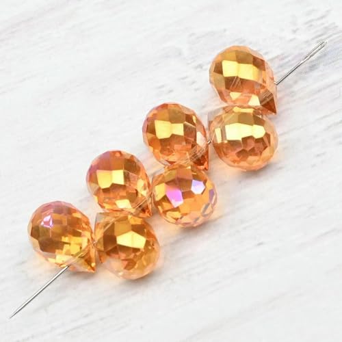 10 x 8 mm tschechische Kristall-Wassertropfenperlen, glänzende facettierte Glas-Erdbeerperlen für die Schmuckherstellung, Handarbeiten, DIY, handgefertigtes Zubehör, H1411, 10 x 8 mm, 20 Stück von BSGUZ