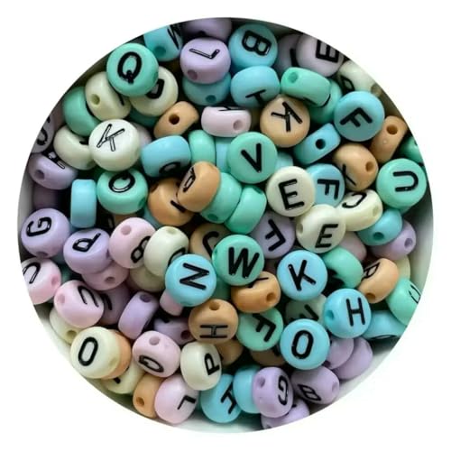 100/200/300/500 Stück Acryl-Buchstabenperlen, gemischt, rund, flach, lose Abstandsperlen für die Schmuckherstellung, handgefertigt, DIY-Armband, Halskette, 4 x 7 mm, gemischt_u-500 Stück 100/200/300/500 Stück Acryl-Buchstabenperlen, gemischt, rund, flach, lose Abstandsperlen für die Schmuckherstellung, handgefertigt, DIY-Armband, Halskette, 4 x 7 mm, gemischt_u-500 Stück von BSGUZ