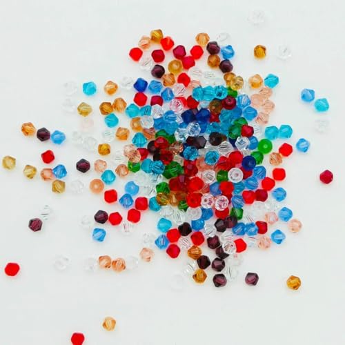100 Stück 4,0 mm glänzende facettierte österreichische Kristallperlen, Doppelkegelperlen, lose Abstandsperlen für die Schmuckherstellung, DIY-Armband, Halskette, Anhänger-44 von BSGUZ