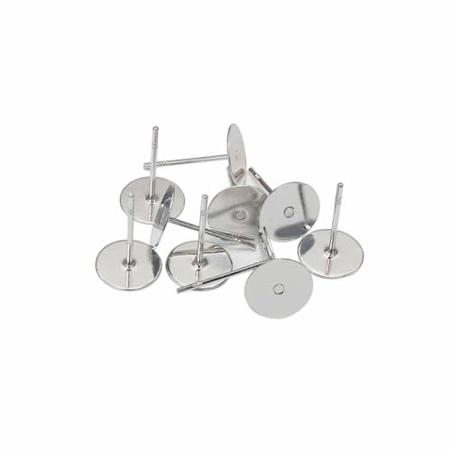 100 Stück Edelstahl-Ohrstecker-Sockel, passend für 3 4 5 6 8 mm Cabochon-Kamee-Einstellungen, DIY-Schmuckherstellung, Zubehör, Zubehör, Stahl, 100 Stück, 5 mm von BSGUZ