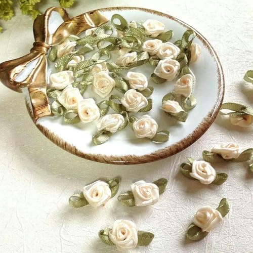 100 Stück Mini-Rosenblütenköpfe zum Aufnähen von Satin-Applikationen, handgefertigt, zum Selbernähen, Basteln für Hochzeitsdekoration, Zubehör, Beige 100 Stück Mini-Rosenblütenköpfe zum Aufnähen von Satin-Applikationen, handgefertigt, zum Selbernähen, Basteln für Hochzeitsdekoration, Zubehör, Beige von BSGUZ