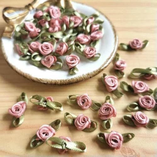 100 Stück Mini-Rosenblütenköpfe zum Aufnähen von Satin-Applikationen, handgefertigt, zum Selbernähen, Basteln für Hochzeitsdekoration, Zubehör, Dunkelrosa 100 Stück Mini-Rosenblütenköpfe zum Aufnähen von Satin-Applikationen, handgefertigt, zum Selbernähen, Basteln für Hochzeitsdekoration, Zubehör, Dunkelrosa von BSGUZ