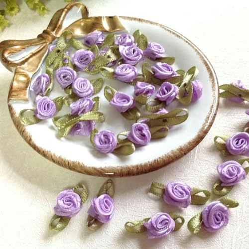 100 Stück Mini-Rosenblütenköpfe zum Aufnähen von Satin-Applikationen, handgefertigt, zum Selbernähen, Basteln für Hochzeitsdekoration, Zubehör, Lila 100 Stück Mini-Rosenblütenköpfe zum Aufnähen von Satin-Applikationen, handgefertigt, zum Selbernähen, Basteln für Hochzeitsdekoration, Zubehör, Lila von BSGUZ