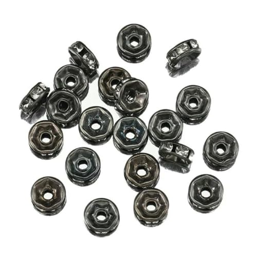 100 Stück Rondell-Abstandsperlen zur Schmuckherstellung, Strass-Abstandsperlen, Kristallperlen-Abstandshalter für Armbänder, Fokalperlen für Stifte, Schwarz, 6 mm von BSGUZ
